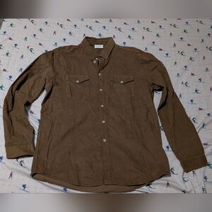 Sezane Octobre-editions Men's Cotton Corduroy Button Down Shirt, XXL, Brown